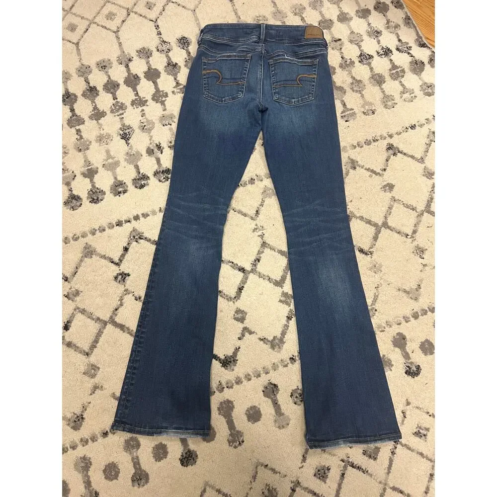 American Eagle Women's Jeans Flare Leg Low Rise Size 4 Long 4L - Picture 5 of 12